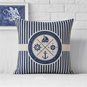 Sea Blue Compass Vytlačené Vankúš Kotvy Vzor Námornej Lode Hodiť Vankúš Na Dekoratívny Vankúš Cojines Almofadas