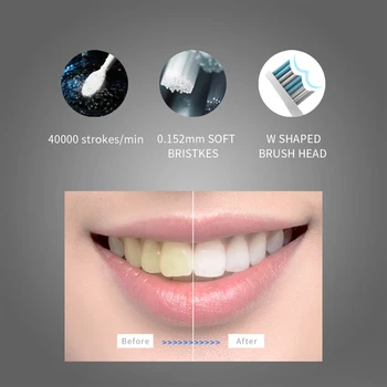 Seago Dospelých Sonická Elektrická zubná Kefka Nabíjateľná Nepremokavé IPX6 Nabíjanie pomocou pripojenia USB Cestovná Zubná kefka s sensiflex SG551