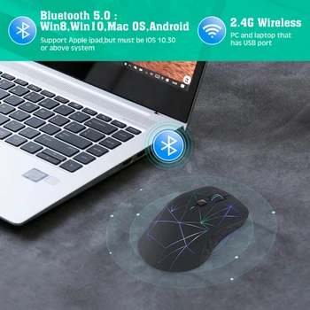 SeenDa Wireless Gaming Mouse 2.4 G 6 Tlačidiel Bluetooth 4.0, USB Nabíjateľné Podsvietenie Vypnúť Myši Pre PC Herný Počítač, Notebook