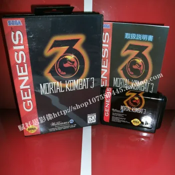Sega MD hra - Mortal Kombat III 3 s Box a Príručka pre 16-bitové Sega MD hra Kazety Megadrive Genesis systém