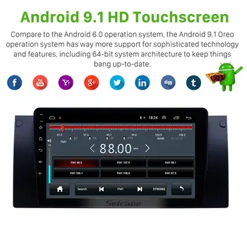 Seicane Android 9.1 9 palcový auta GPS Rádio Stereo Hlava Jednotky Prehrávač pre 1995-2003 BMW 5 Series E39/X5 E53 podporu DVR Carplay obdii