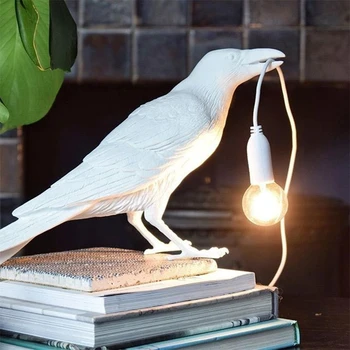 Seletti Vták stolná Lampa taliansky Moderné Živice Vrana Stôl Svetlo pre Spálne, Obývacia Izba dekorácie Led stolná Svietidlá