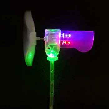 Self-svetelný Mini Vietor Generátor so stojanom, Modrá, Červená, Zelená LED veterné mlyny, 360 ° Rotácia, Veternej Energie Krajiny Svetlá