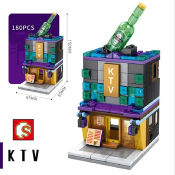 SEMBO Bloky Mini City Shop Sushi BBQ Košíka Auto Architektúry Tvorca Stavebné Bloky Dom Tehly Údaje Hračky Pre Deti, darčeky