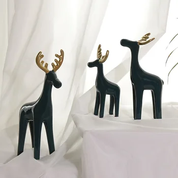 Severná Európa Antler Elk Tmavo Zelená Molandi Zlaté Keramické Villa Model Miestnosti Domova Remesiel Vianočné Darčeky