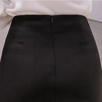 Sexy Mini Black Sukne Dámske 2021 Módne Vysoký Pás Bodycon Mujer Faldas Kórejské Oblečenie Elegantné Tlačidlo Krátke Úradu Práce Sukne