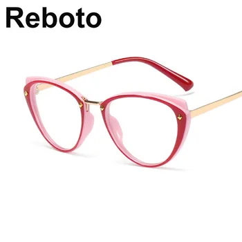 Sexy red cat eye glasses rám 2019 jasný rám okuliarov ženy Klasické Transparentné optické okuliare, rám Kovové Nohy Móda