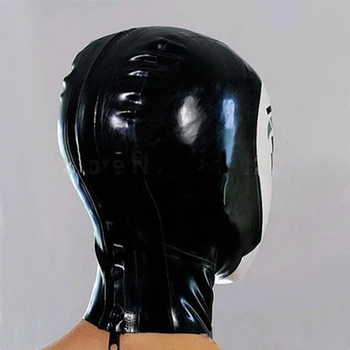 Sexy spodnú bielizeň exotické unisex Black Latex dráma, odsávače Fetish Kapota Gumy Masku Plnú Tvár, Chrbát Zips Cosplay Maska