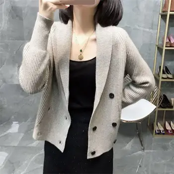 Sexy tvaru double-breasted svetre Pre Ženy slim fit Ženy topy knitwear D663
