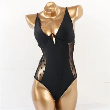 Sexy Čierna Oka Polka Dot Jednodielne Plavky Push Up Underwire Dámy 2021 Celých Plaviek Ženy Plávať Plavky Trikini