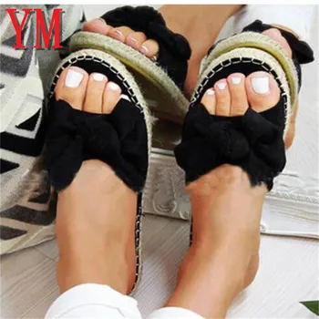 Sexy Ženy Bowknot Papuče 2020 Lete Bežné Pláži Muffin Pošmyknúť Na Platforme Dámy Sandále Šaty Strany Típat Prst Žena Sandále