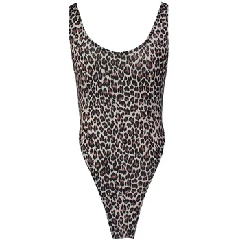 Sexy Ženy, Leopard Plavky Bikiny Bez Rukávov Jednodielne Plavky High Cut Remeň Trikot Lady Plavecké Plavky Dancewear