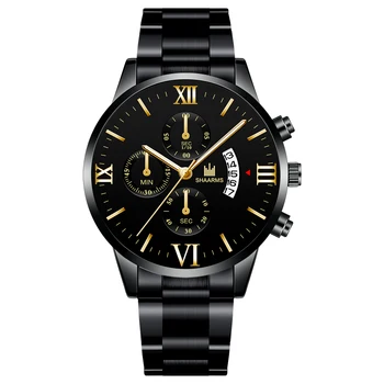 SHAARMS Rímske Číslo Muži Hodinky Luxusné Obchodné Quartz Hodinky Módne Dátum Náramkové hodinky Muž Šport Hodiny relogio masculino