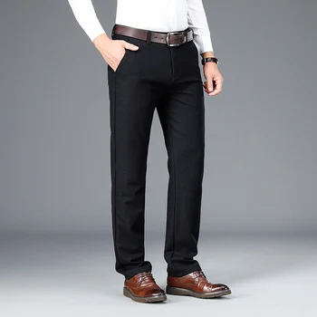 - SHAN-BAO klasický kockovaný žakárové mužov to rovno bežné nohavice novej značky oblečenia luxusné high-kvalitné obchodné gentleman nohavice
