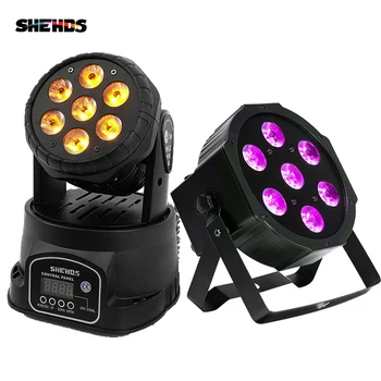 SHEHDS LED Pohyblivé Hlavy Ľahké Umývanie 7x18W RGBWA+UV DMX 12/16 Kanály Fáze Svetlo Pre DJ nočný klub Strany Dicso svetelný Efekt