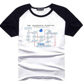 Sheldon Cooper Priateľstvo Algoritmus T Shirt Ventilátor T-Shirts Geek Tričko Mužov Chlapec Tričko