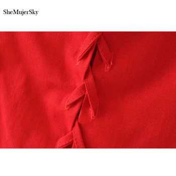 SheMujerSky Ženy Červené Bandáže tvaru Šaty Biele Mini Letné Šaty kleider damen Módne vestidos