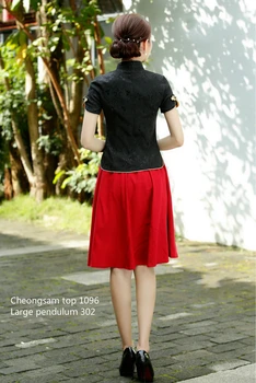 Sheng Coco Čierny Čína, Blúzky, Ženy Tradičnej Čínskej Tričko Oblečenie Čínsky Žakárové Bavlna Cheongsam Tričko Kvet Pracky Top