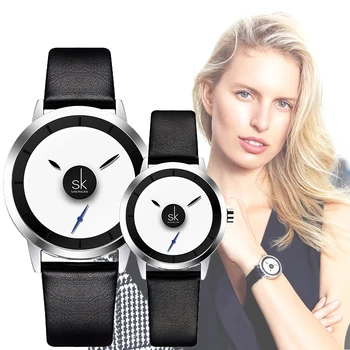 Shengke Minimalistický Tvorivé dial štýl ženy quartz hodinky mužov a dámy šaty náramkové hodinky milovníkov 