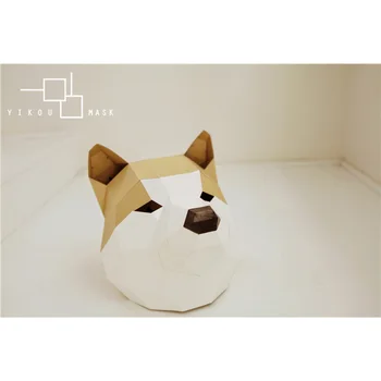 Shiba Inu Psa Zvierat Dospelých Hlavu Masku Papier Model,3D Low-poly Papercraft,Cosplay Party Prop,Ručné DIY Remeslo Origami Hračka RTY022