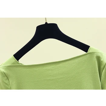 Shintimes Zelené Tričko Ženy V Krku T-shirt 2020 Lete kórejský Módne Žena Tričko Krátky Rukáv Dámske Topy Tee Tričko Femme