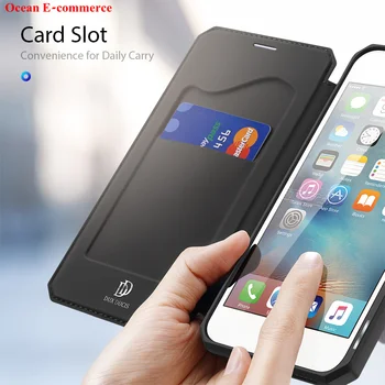 Shockproof Gumy a PU Kožené puzdro Pre iPhone 6 6 360 Plnú Ochranu Magnetických Flip Stojan Držiteľa Karty puzdro pre iPhone 6s Kryt