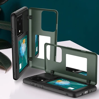 Shockproof Obal Pre Samsung Galaxy S20 S20 Plus Držiteľov Karty Späť Obal Pre Samsung S20 Ultra Kryt S Skryté Make-Up Zrkadlo
