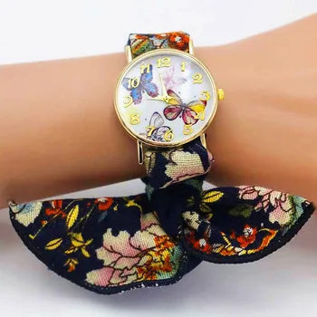 Shsby Nové Dámske kvetinové Handričkou náramkové hodinky módne ženy šaty hodinky vysokej kvality quartz hodinky sladké dievčatá sledovať textílie hodiny