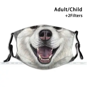 Sibírsky Husky - Up Close Psa Vlastný Dizajn Pre Dospelých, Deti Proti Prachu, Filter Diy Roztomilý Tlač Umývateľný Maska Husky