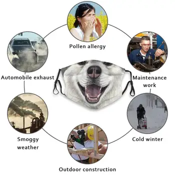 Sibírsky Husky - Up Close Psa Vlastný Dizajn Pre Dospelých, Deti Proti Prachu, Filter Diy Roztomilý Tlač Umývateľný Maska Husky