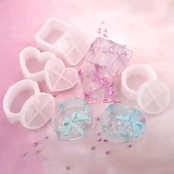 Silikónové Šperky Box Formy Srdce Okrúhly Tvar DIY Crystal Epoxidové Živice UV Exkluzívnej Darčekovej krabičke, Šperky, Takže Nástroj Živice Plesní