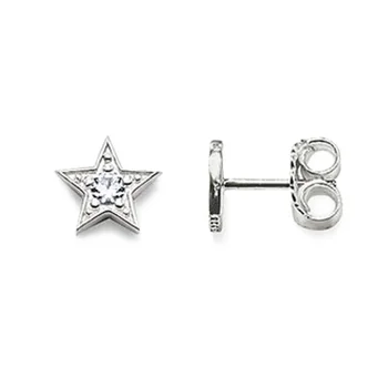 Silver Star Stud Náušnice s Jedným Zirkónom, Módne Thomas Štýl Päť Špicaté Hviezdy Ucho Stud Earings Šperky, Darček Pre Ženy