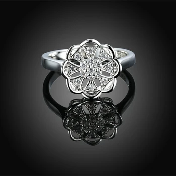 SILVERHOO Trendy Rýdzeho Striebra 925 Šperky Kvet Prstene Pre Ženy 5A+ CZ Zirkónmi Duté Krúžok Romantický Zásnubný Dar