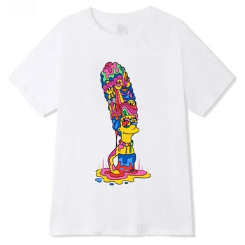 Simpsonovci Harajuku Karikatúra Roztomilý Zábavné Vytlačiť Krátky Rukáv Kuromi T-shirt Ženy Topy Lete Streetwear O-krku Sladké Dievčatá Tee