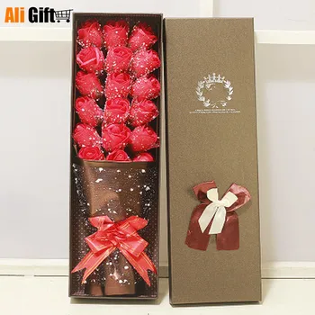 Simulácia Falošné Rose Mydlo valentínska Kytica Darček Box Darček k Narodeninám Dievčatá Priateľky DIY kórejský Tvorivosti Navždy Rose
