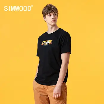 SIMWOOD 2020 lete nové tlačiť t-shirt mužov plus veľkosť tenké bavlna vysokej kvality topy značku oblečenia SJ120567
