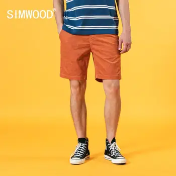 SIMWOOD 2020 Letné Nový odev, farbené menčester podkolienok šortky mužov plus veľkosť vintage šnúrkou nohavice SJ130714