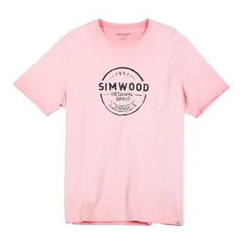 SIMWOOD 2020 letné nový vintage bavlna tričko mužov plus veľkosti letter tlač tričko fashion top vysoká kvalita t-shirt 190088