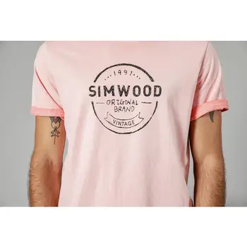 SIMWOOD 2020 letné nový vintage bavlna tričko mužov plus veľkosti letter tlač tričko fashion top vysoká kvalita t-shirt 190088