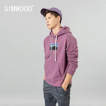 SIMWOOD bavlna hoodies mužov nové tlač s kapucňou anti-statické anti-obaľovanie jogger mikina plus veľkosť kvality mužské oblečenie