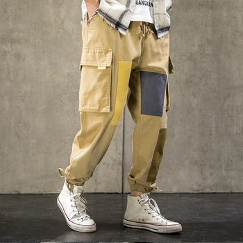 SingleRoad Mens Cargo Nohavice Joggers Muži Móda 2020 Patchwork Bočné Vrecká Hip Hop Japonský Streetwear Nohavice Mužské Nohavice Mužov