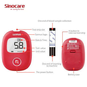 Sinocare Anwen Plus Hladiny Glukózy V Krvi Monitor Diabetická Cukru V Krvi Meter