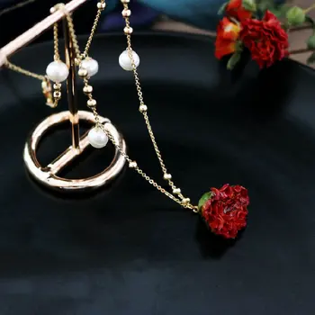 SINZRY Hotsale originálne handmade konzervované kvet prírodné perlový prívesok chokers náhrdelníky pre ženy