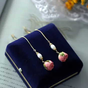 SINZRY hotsale pôvodné unikátne zachované ruže kvet pearl rôznych visieť náušnice lady party šperky darček