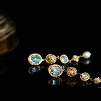 SINZRY originálne handmade dizajn crystal vintage vinutie drop náušnice zlatá farba osobnosti elegantné náušnice pre ženy