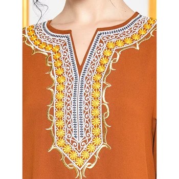 Siskakia Etnických Vyšívané Dlhé Šaty Orange Voľné Plus Veľkosť Maxi Šaty, Celý Rukáv Arabčina Turecko Moslimskou Oblečenie Na Jeseň 2020