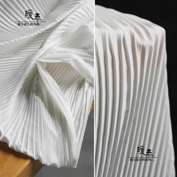 Skladaný Šifón Textílie Bielej Úsek záhyby DIY Patchwork bazin riche Šaty, Nohavice, Sukne, Šaty Návrhára Textílie