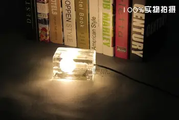 Sklo blok ľadu lampa stolná lampa ice cube stolná lampa design house bed izba knihu na čítanie