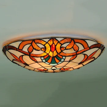 Sklo lampshades Európskej Barokovej Tiffany Stropné svietidlo Pastoračnej Okrúhle Sklenené Tienidlo lamparas de techo abajur 110-240V E27