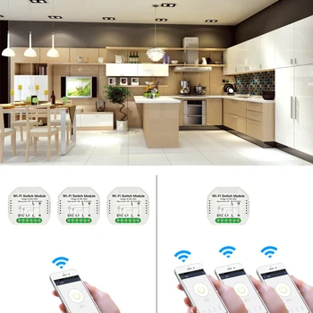 Skryté Smart Switch, Smart Života/Tuya APP 1/2 Spôsobom 90-250V Prepínač WiFi Modul S Železničnej Držiak Pracovať S Alexa Domovská stránka Google